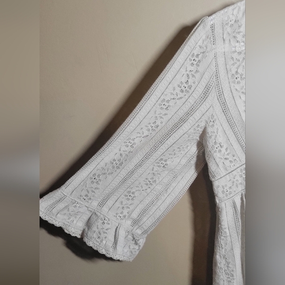 Grove Victorian style lace Elbow length sleeve cardigan medium cream sheer - Picture 4 of 7